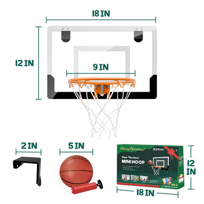 Over-Door Mini Basketball Hoop with Ball – Indoor Backboard Set