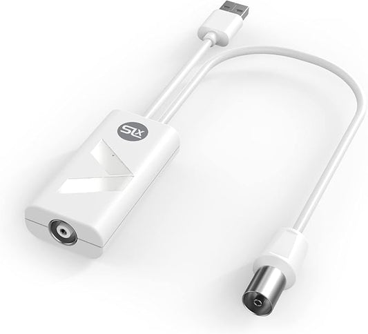 SLx USB-Powered TV Signal Booster – 1-Way Aerial Amplifier with 4G/5G Filter & Adjustable Gain