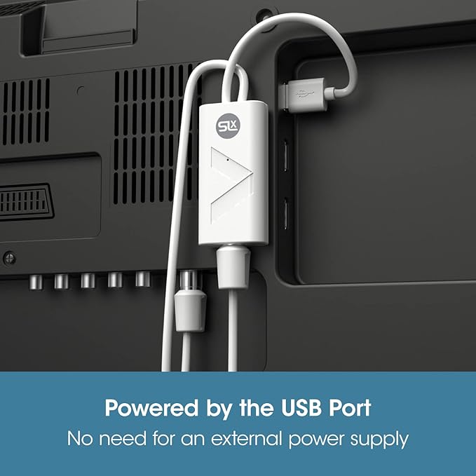 SLx USB-Powered TV Signal Booster – 1-Way Aerial Amplifier with 4G/5G Filter & Adjustable Gain