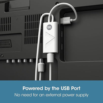 SLx USB-Powered TV Signal Booster – 1-Way Aerial Amplifier with 4G/5G Filter & Adjustable Gain