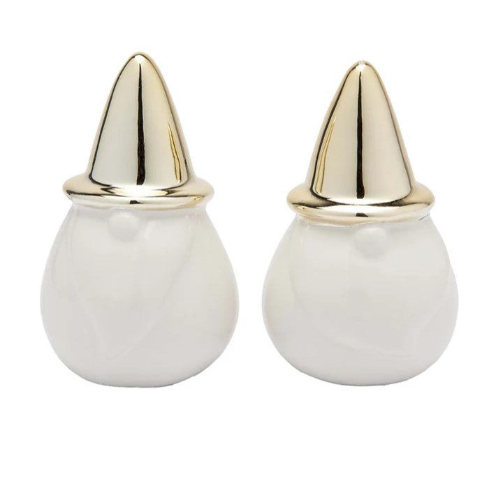CounterArt Gnome Ceramic Salt & Pepper Shakers – Gold Hat, 3.5oz