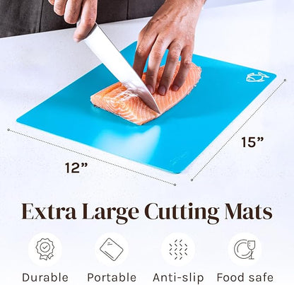 6pk Extra Thick Flexible Plastic Cutting Board Mats – EZ-Grip, Dishwasher Safe