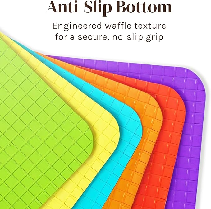 6pk Extra Thick Flexible Plastic Cutting Board Mats – EZ-Grip, Dishwasher Safe