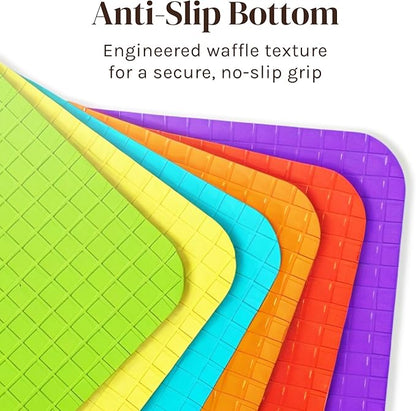 6pk Extra Thick Flexible Plastic Cutting Board Mats – EZ-Grip, Dishwasher Safe