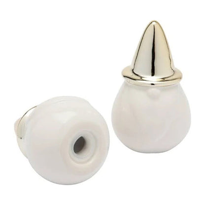 CounterArt Gnome Ceramic Salt & Pepper Shakers – Gold Hat, 3.5oz