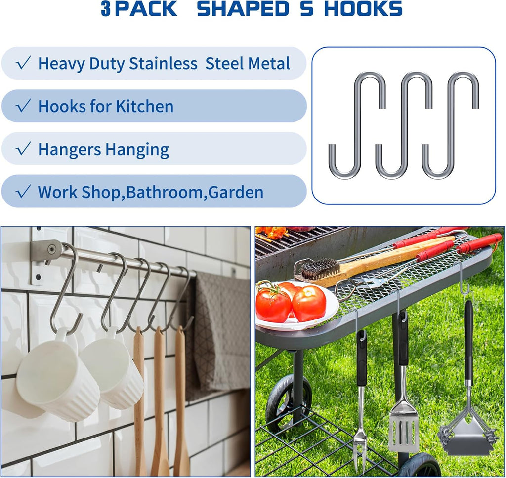 Stainless Steel Grill Brush with Scraper – Heat Resistant BBQ Cleaner , 17″ Handle