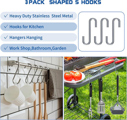 Stainless Steel Grill Brush with Scraper – Heat Resistant BBQ Cleaner , 17″ Handle