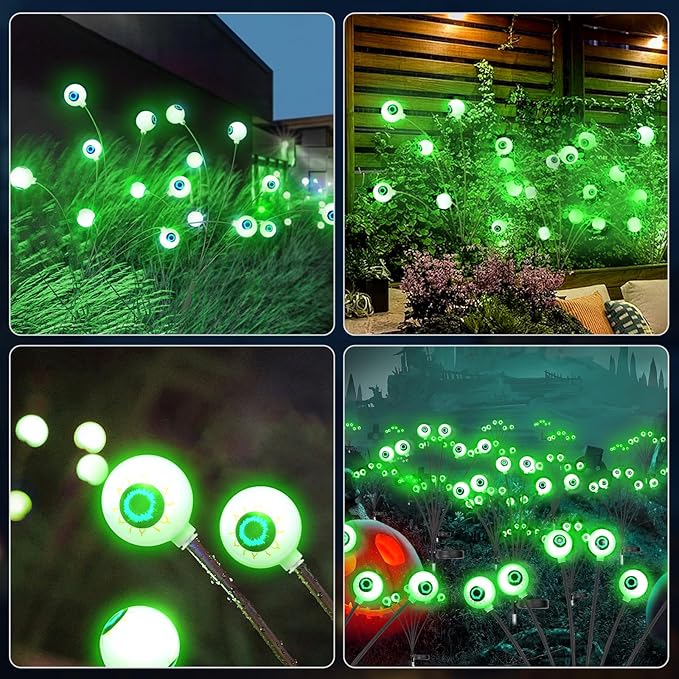 Scary Eyeballs Solar Pathway Lights – Waterproof with Flashing Modes - 4 Pack