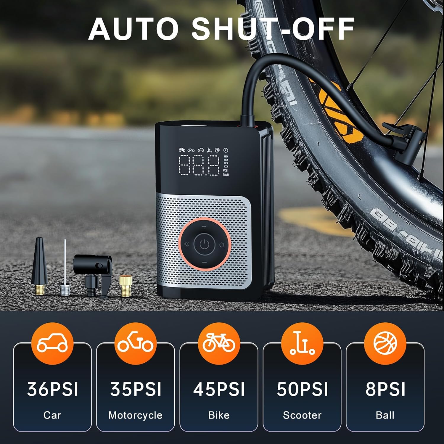 Portable Tire Inflator Air Compressor – 160 PSI with Gauge, Memory & Power Bank