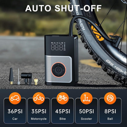 Portable Tire Inflator Air Compressor – 160 PSI with Gauge, Memory & Power Bank