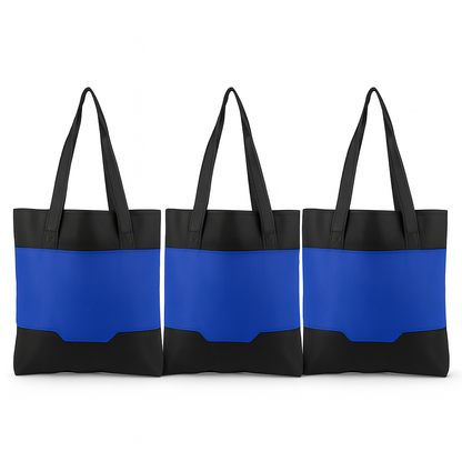 3pk Center Lane Pocket Tote Bag – Blue Reusable Shopping & Beach Bag