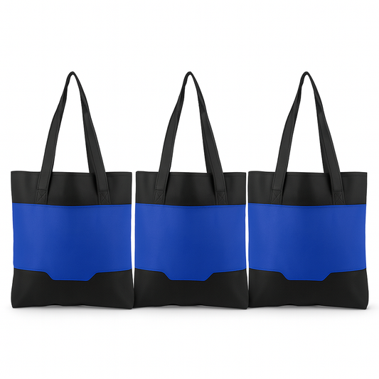 3pk Center Lane Pocket Tote Bag – Blue Reusable Shopping & Beach Bag