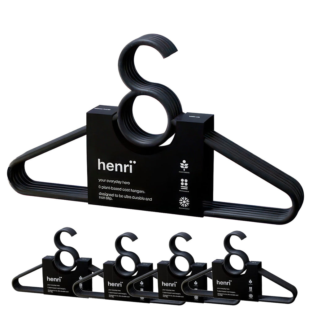 20pk Henri Hangers – Black Eco-Friendly Durable Clothes Hangers