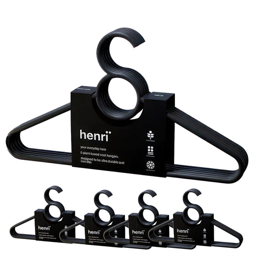 20pk Henri Hangers – Black Eco-Friendly Durable Clothes Hangers