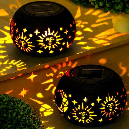 Solar Table Lantern – Waterproof with Flickering Flame Lighting