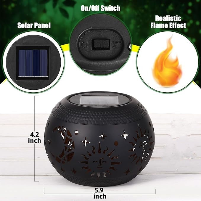 Solar Table Lantern – Waterproof with Flickering Flame Lighting
