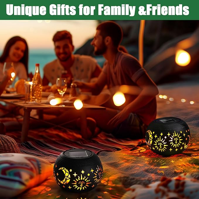 Solar Table Lantern – Waterproof with Flickering Flame Lighting