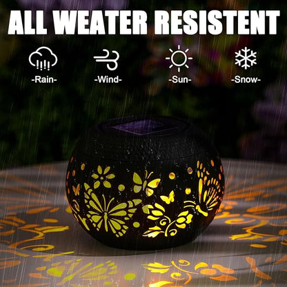 Solar Table Lantern – Waterproof with Flickering Flame Lighting