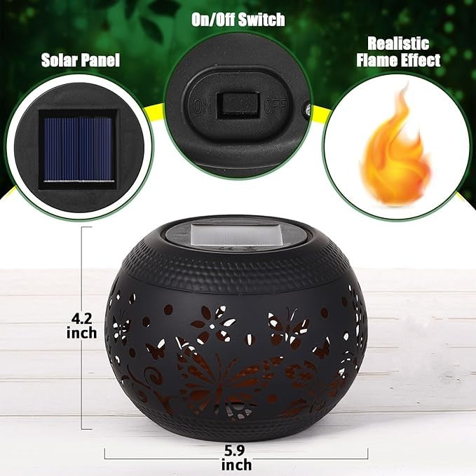 Solar Table Lantern – Waterproof with Flickering Flame Lighting
