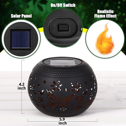 Solar Table Lantern – Waterproof with Flickering Flame Lighting