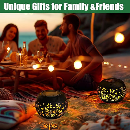 Solar Table Lantern – Waterproof with Flickering Flame Lighting