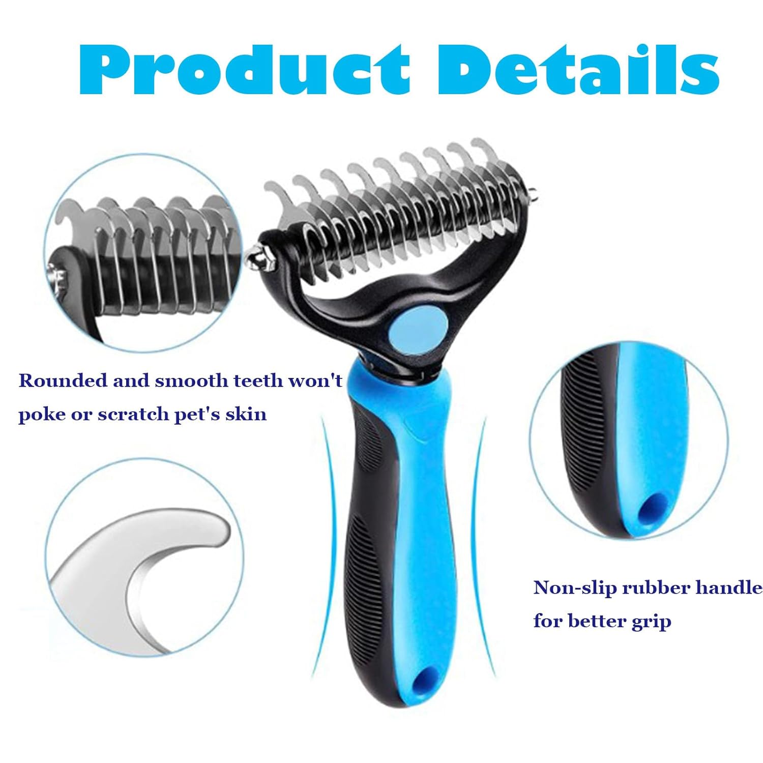 Deshedder Brush for Dogs & Cats – Double-Sided Undercoat Rake for Mats & Shedding