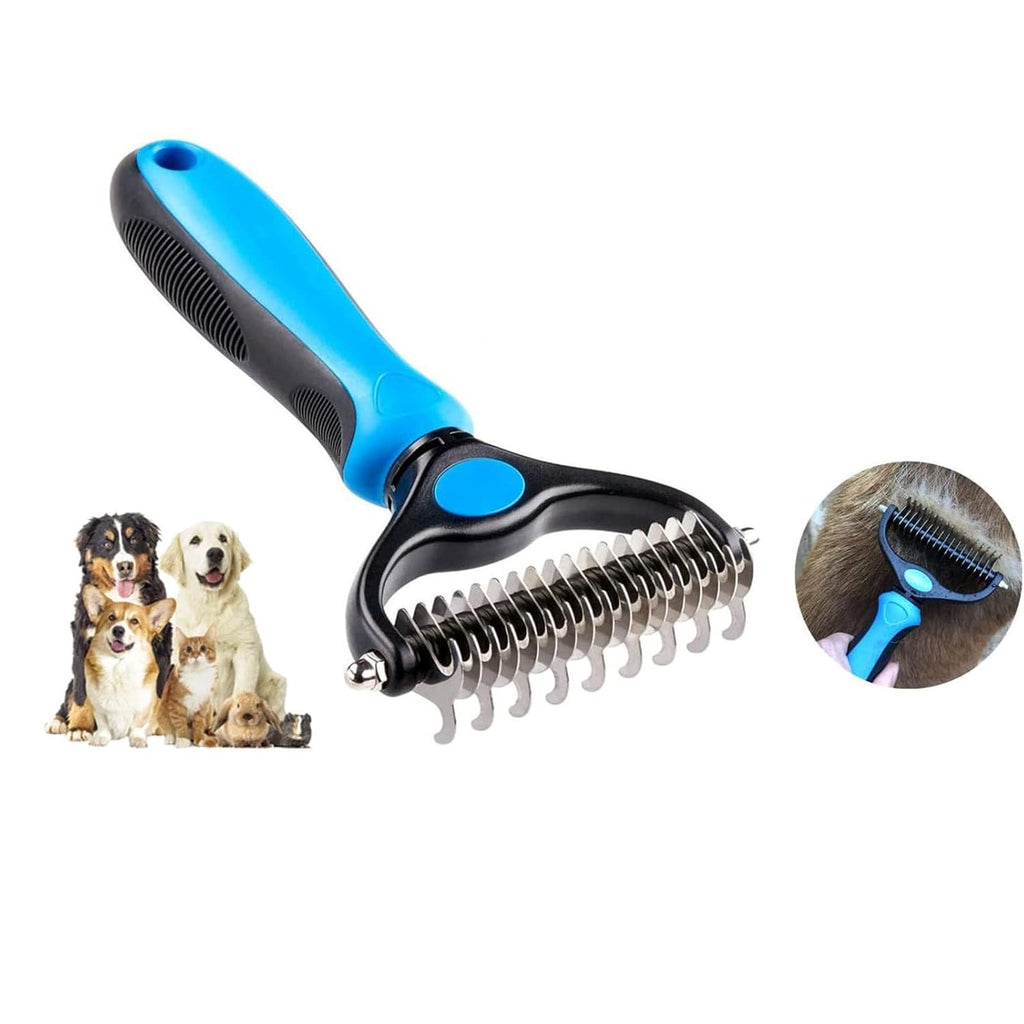 Deshedder Brush for Dogs & Cats – Double-Sided Undercoat Rake for Mats & Shedding