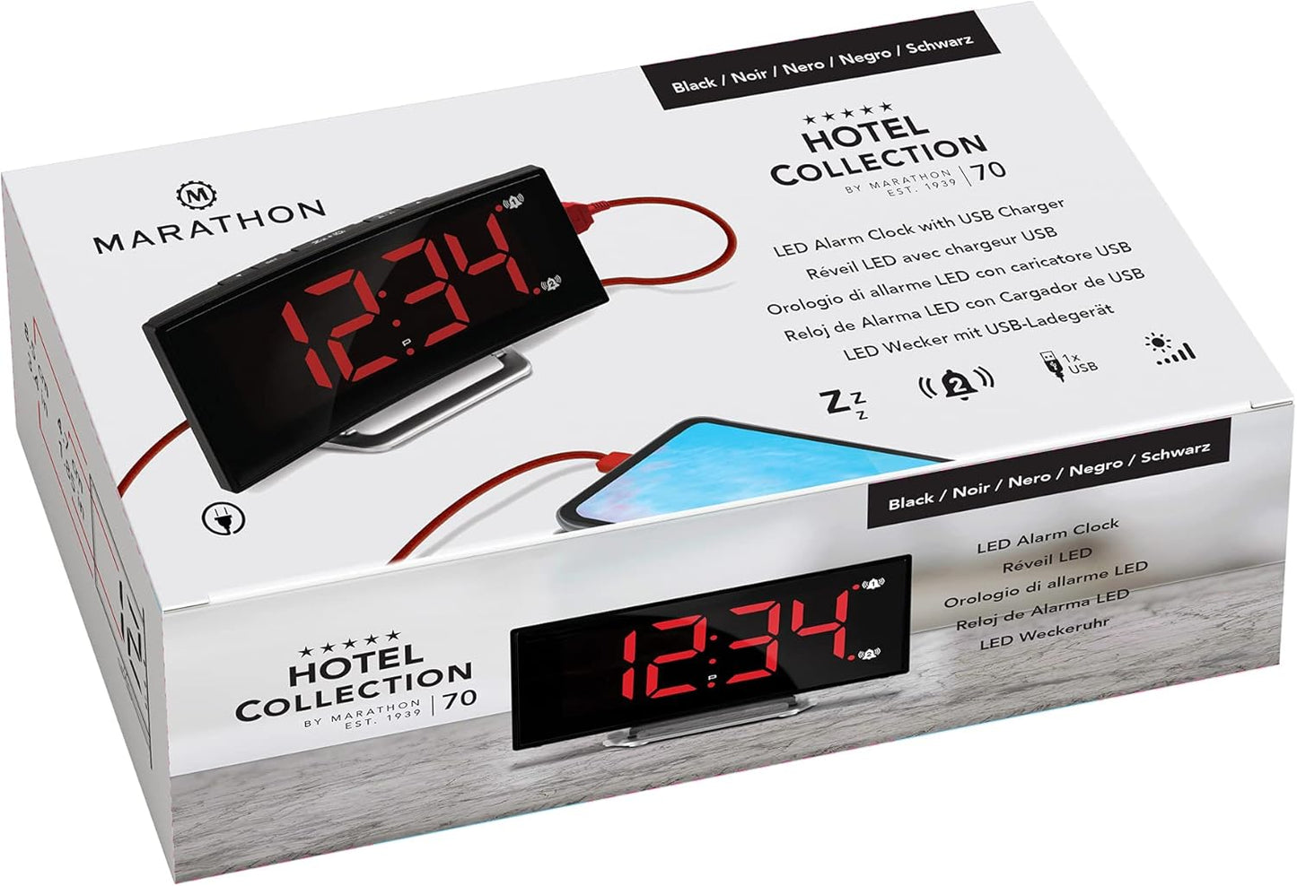 LED Alarm Clock with USB Charging – Modern Wedge Design with Snooze