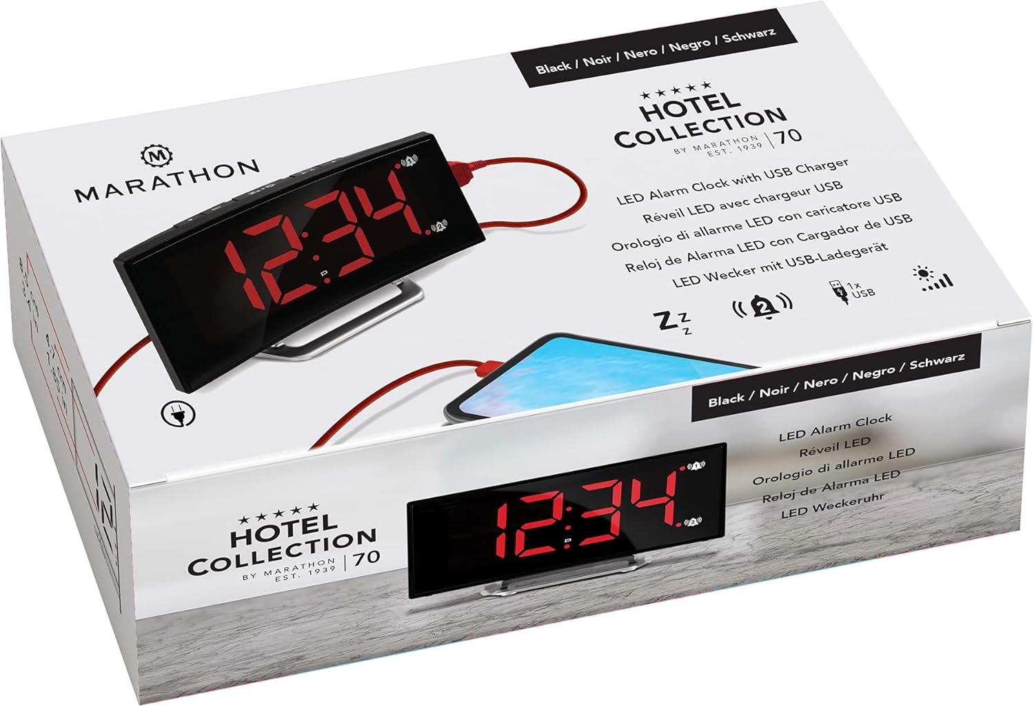 LED Alarm Clock with USB Charging – Modern Wedge Design with Snooze