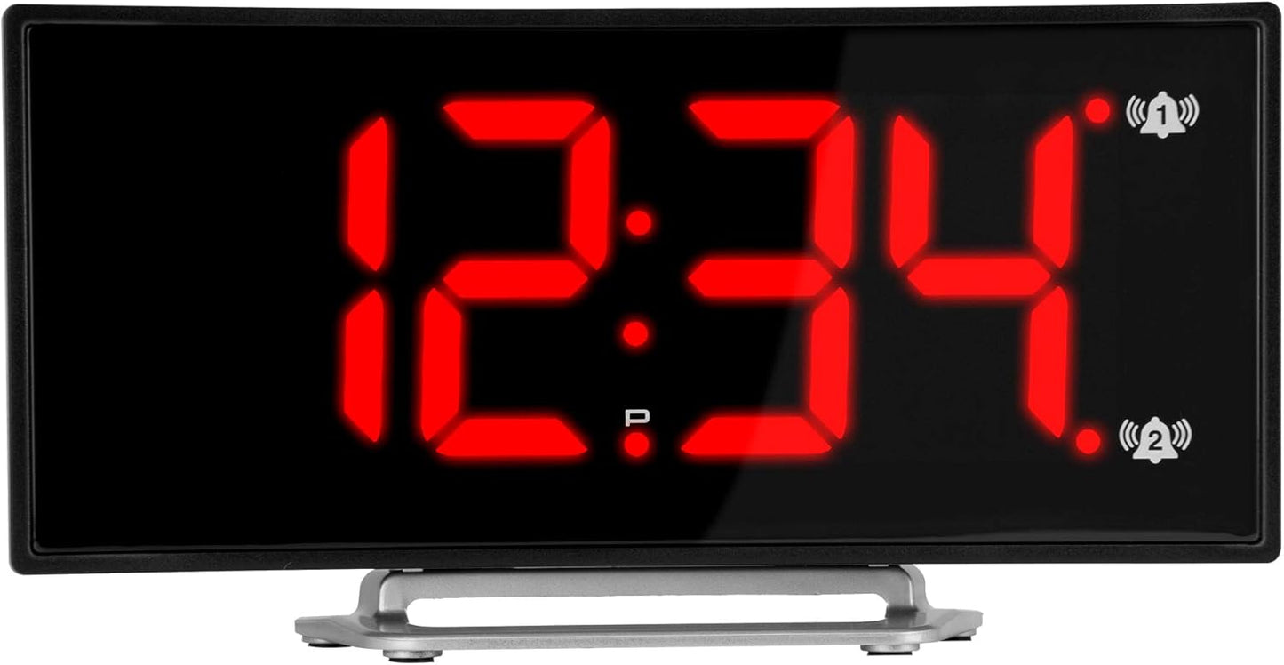 LED Alarm Clock with USB Charging – Modern Wedge Design with Snooze