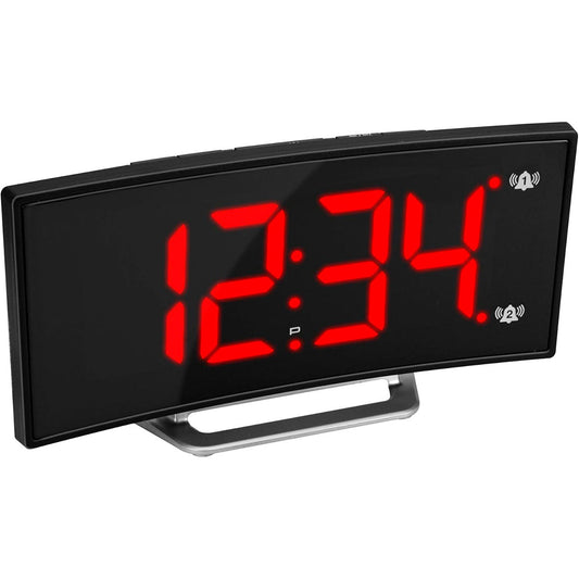 LED Alarm Clock with USB Charging – Modern Wedge Design with Snooze
