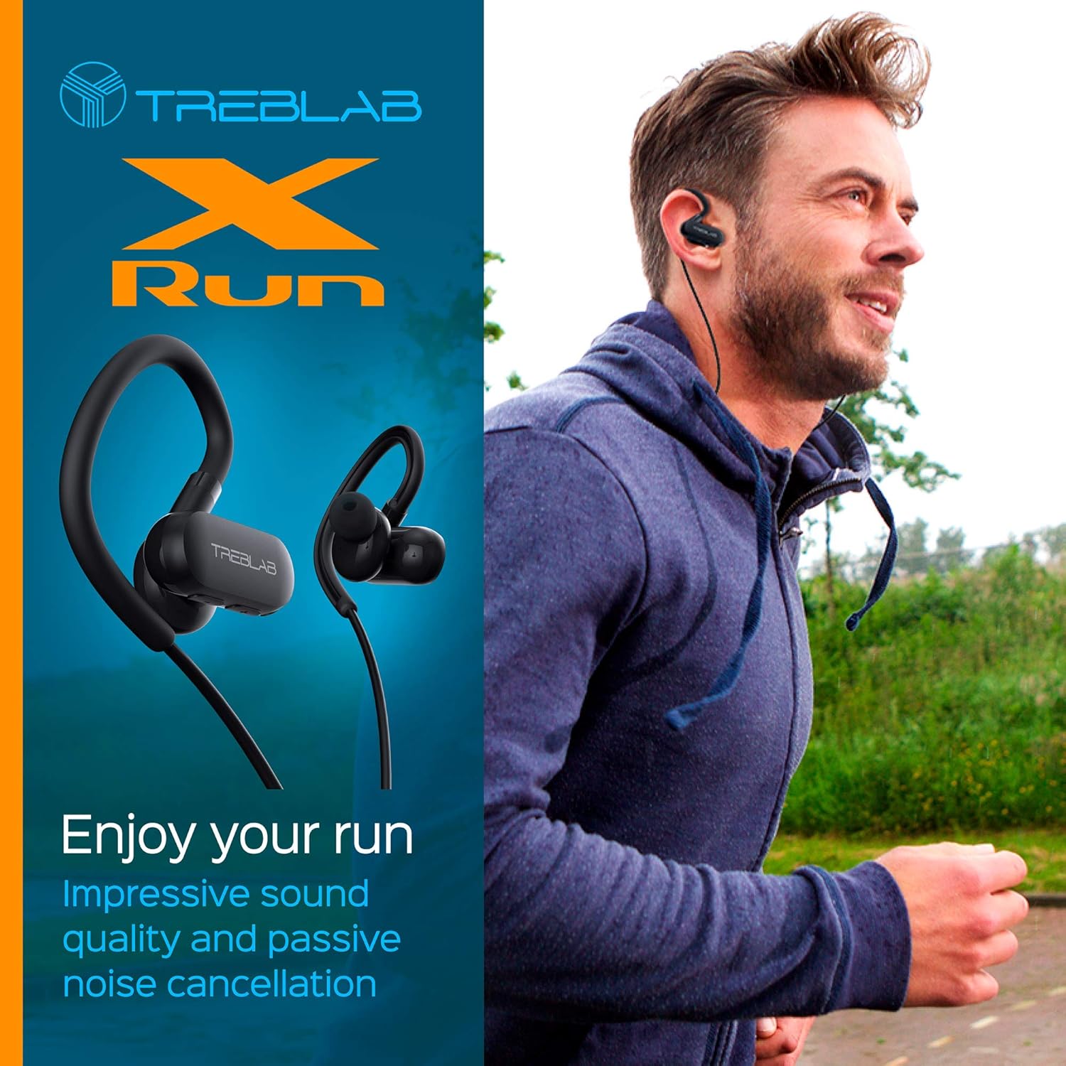 TREBLAB xRun Bluetooth Sports Headphones – Wireless Running Earbuds with Mic
