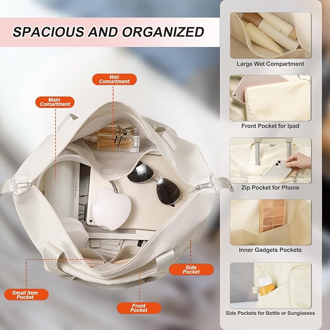 Foldable Travel Duffel Bag – Expandable Water-Resistant Weekender Tote in Wine Red