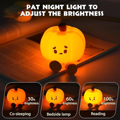 Squishy Pumpkin Bedside Lamp – Rechargeable & Dimmable Night Light