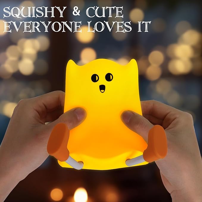 Squishy Ghost Bedside Lamp – Rechargeable Dimmable Silicone Night Light