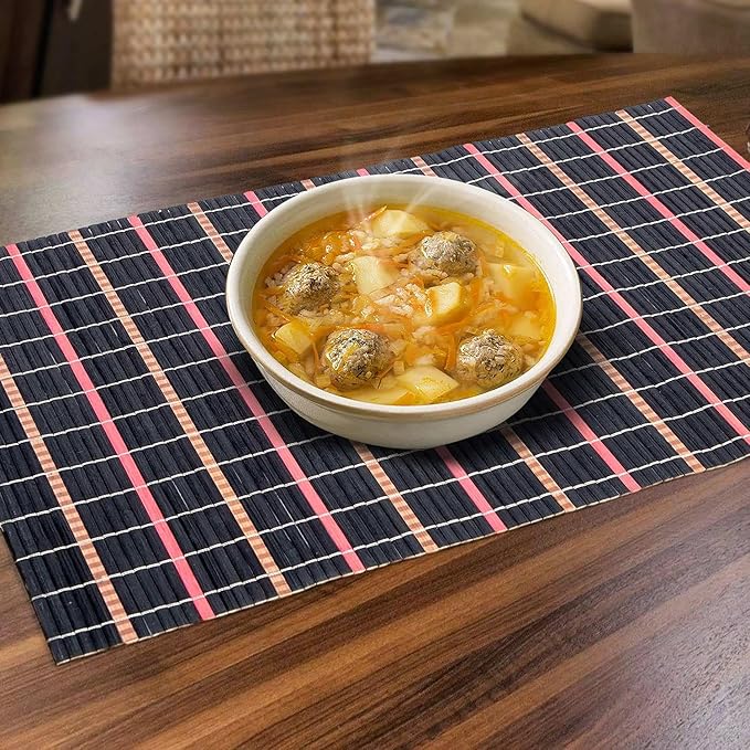 6pk Tatkraft Super Natural Bamboo Table Heat Resistant Placemats