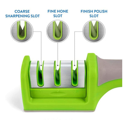 Worker Wonder SHARP Professional Knife Sharpener – Non-Slip Base – 3-Stage System