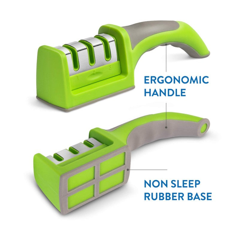 Worker Wonder SHARP Professional Knife Sharpener – Non-Slip Base – 3-Stage System