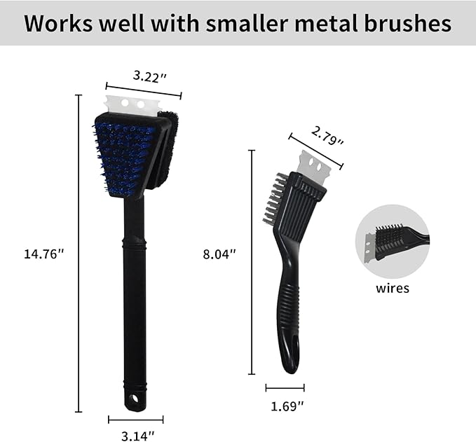 Nylon Grill Brush – No Wire Bristle BBQ Cleaning Kit with Safe Scraper