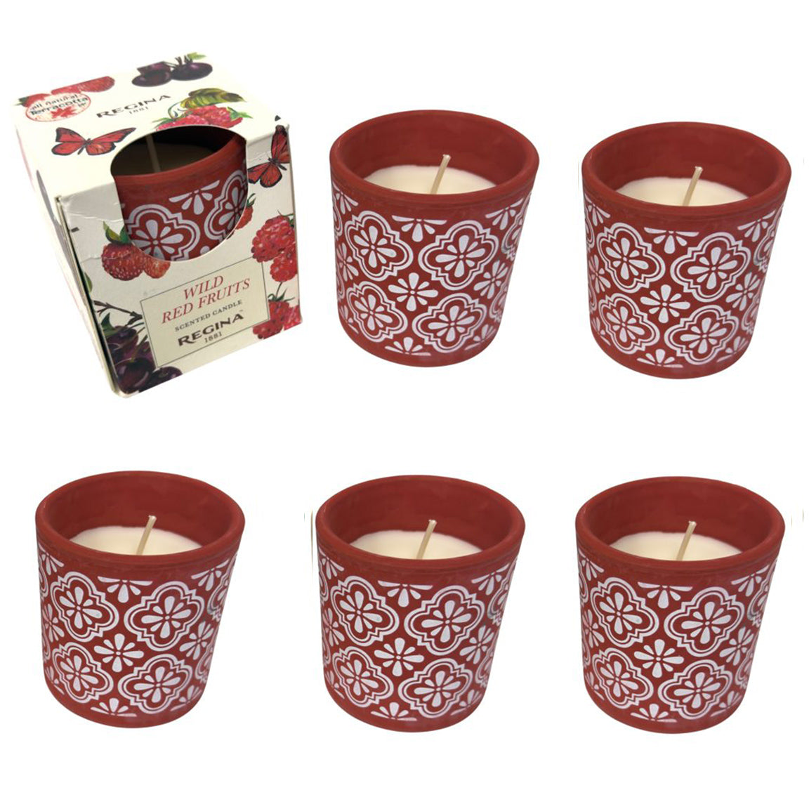 6pk Regina Scented Candle – 4.6 oz Terracotta Jar – Multiple Fragrances