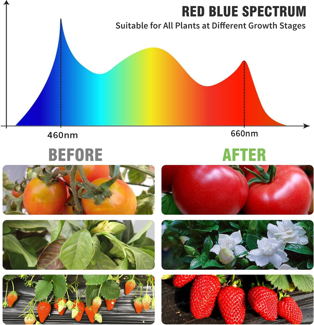 150 LED Grow Lights for Indoor Plants – Red Blue Spectrum with Timer & Dimmable Settings