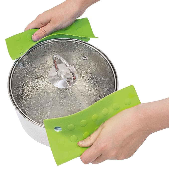 Set of 2 Silicone Pot Holders & Trivets – Heat Resistant Multifunctional Mats – Green