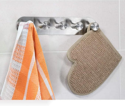 Tatkraft Jane Self Adhesive Wall Hooks – 5 Stainless Steel Hooks – No Drill Easy Install