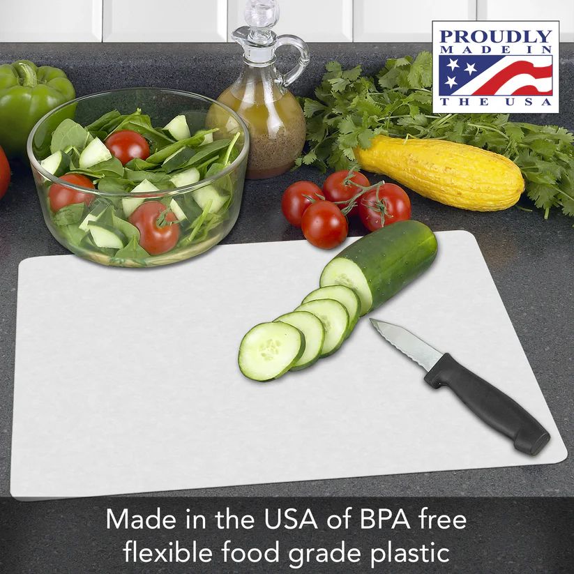 Set of 2 Flexible Cutting Board Mats – Clear Frosted – BPA Free – Made in USA