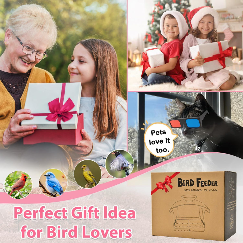 Goodeco Clear Window Bird Feeder with Bird Bath – Strong Suction & Easy Clean