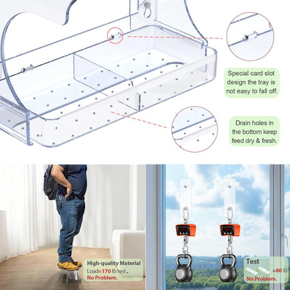 Goodeco Clear Window Bird Feeder with Bird Bath – Strong Suction & Easy Clean