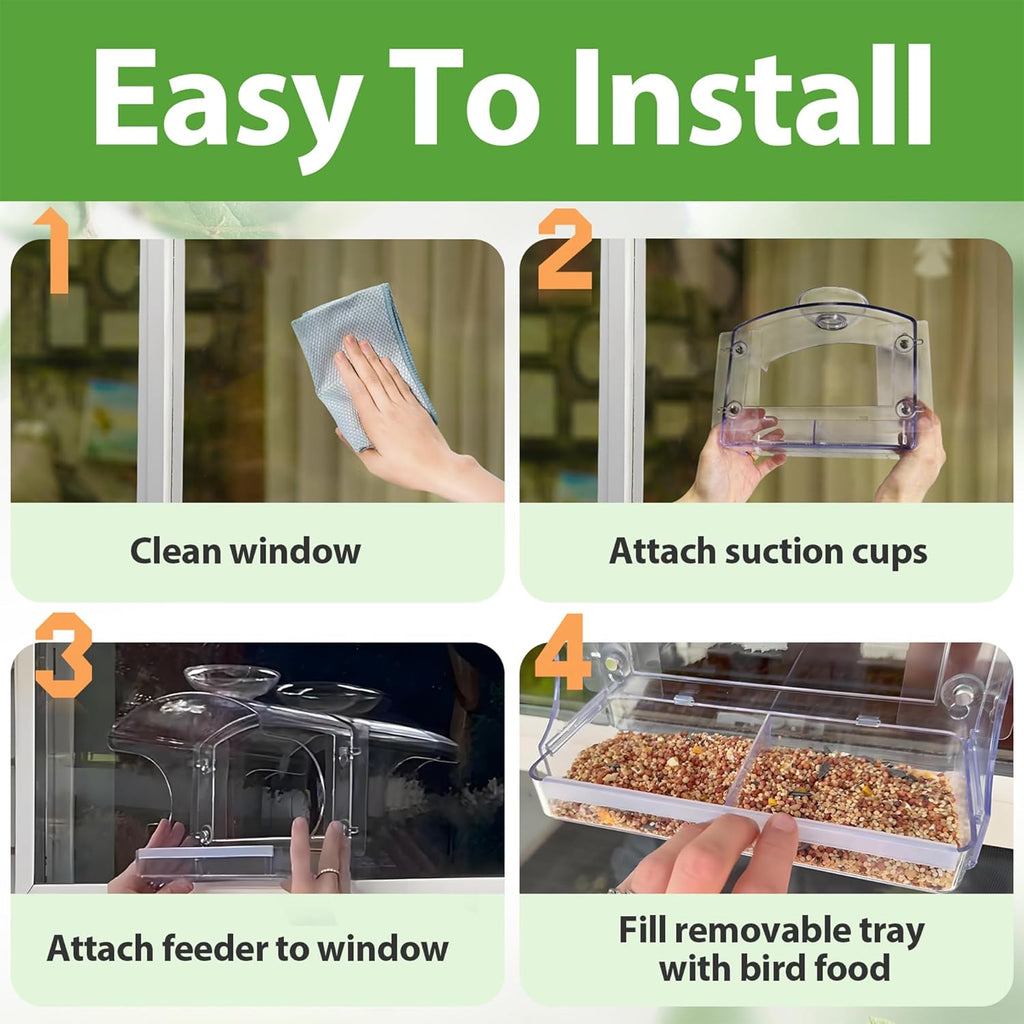 Goodeco Clear Window Bird Feeder with Bird Bath – Strong Suction & Easy Clean