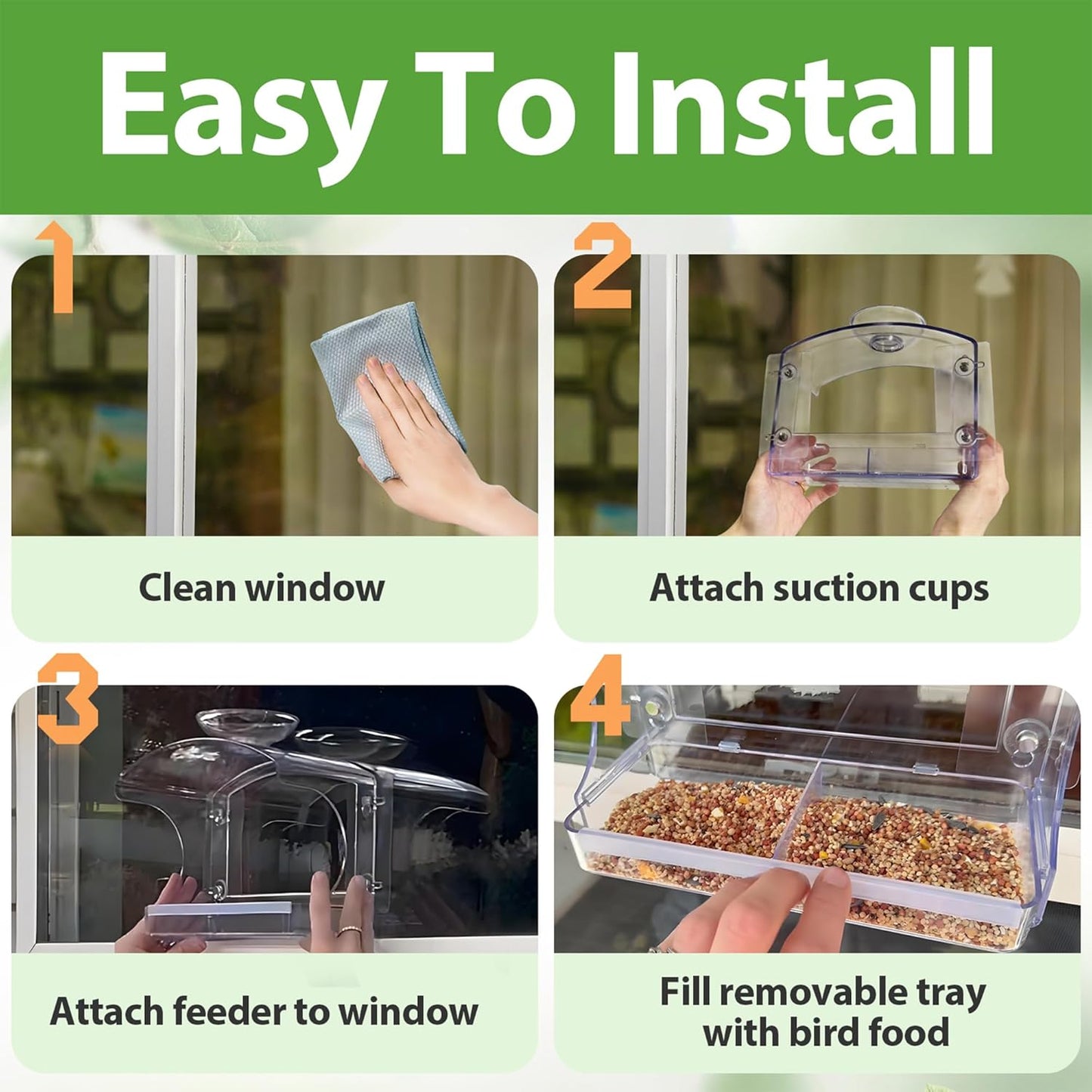 Goodeco Clear Window Bird Feeder with Bird Bath – Strong Suction & Easy Clean