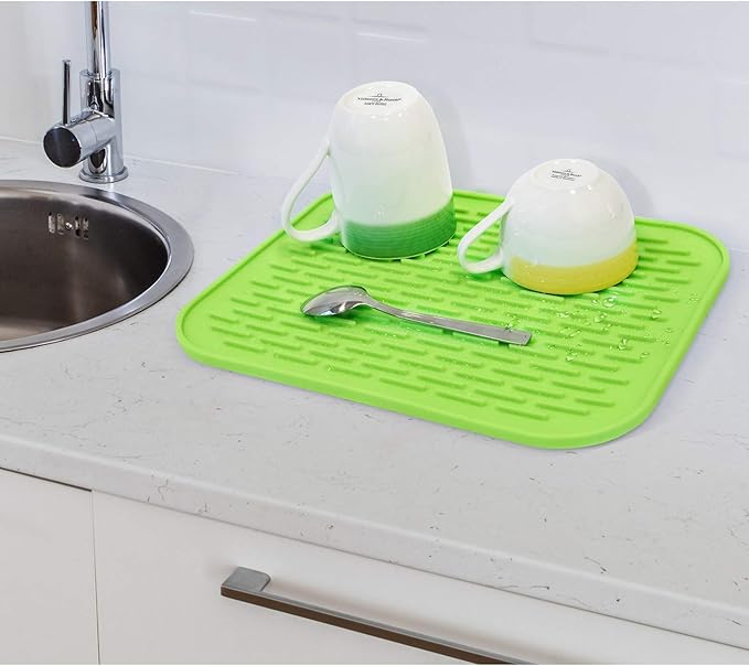 2pc Tatkraft Silicone Dish Drying Mat & Heat Resistant Trivet  – Easy to Clean