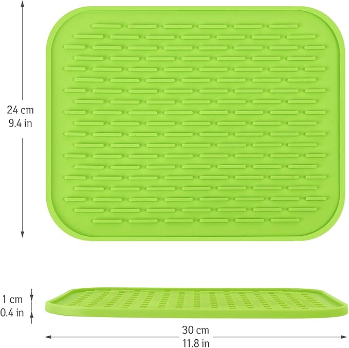 2pc Tatkraft Silicone Dish Drying Mat & Heat Resistant Trivet  – Easy to Clean